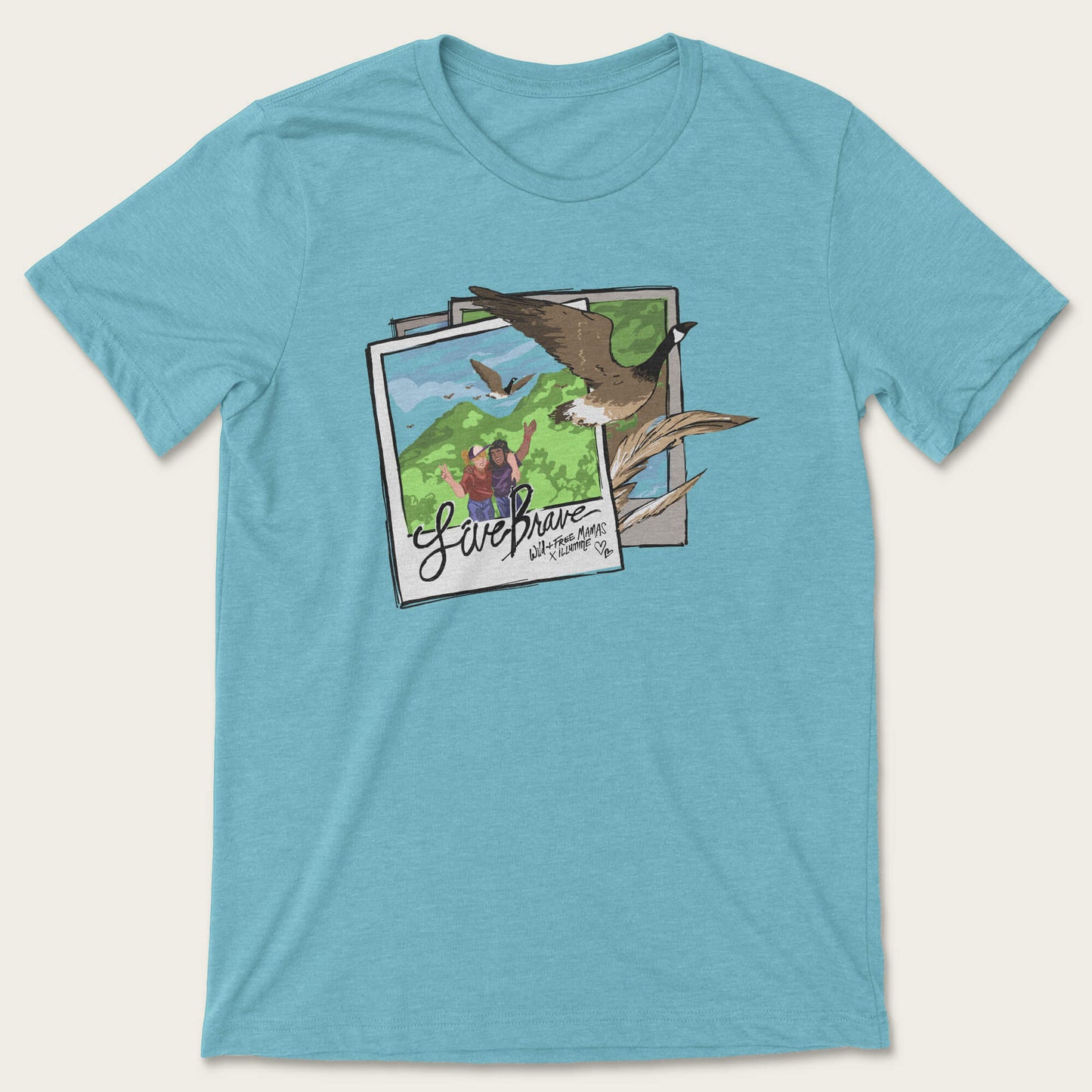 Live Brave Tee - Heather Blue Lagoon