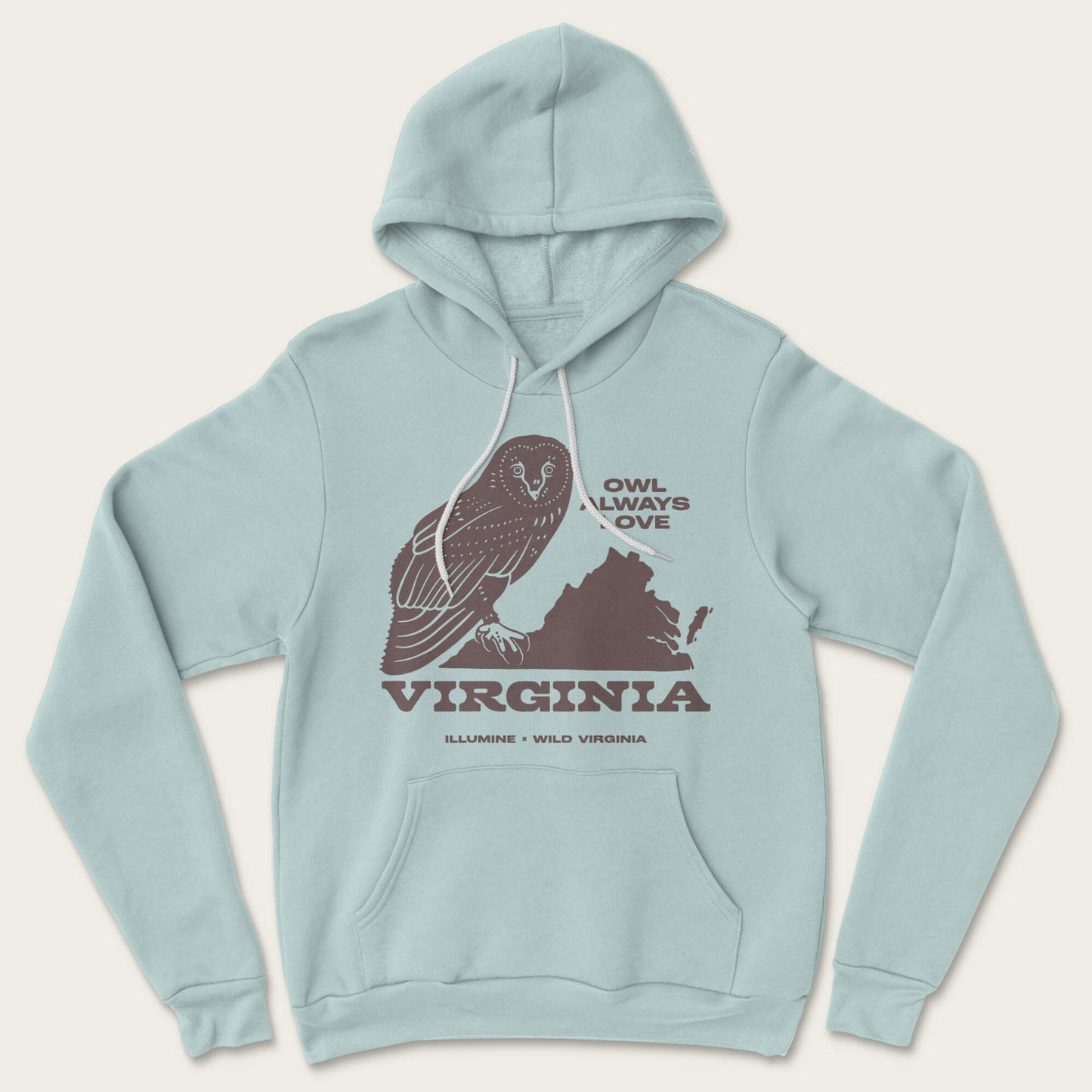 Owl Love Hoodie - Dusty Blue