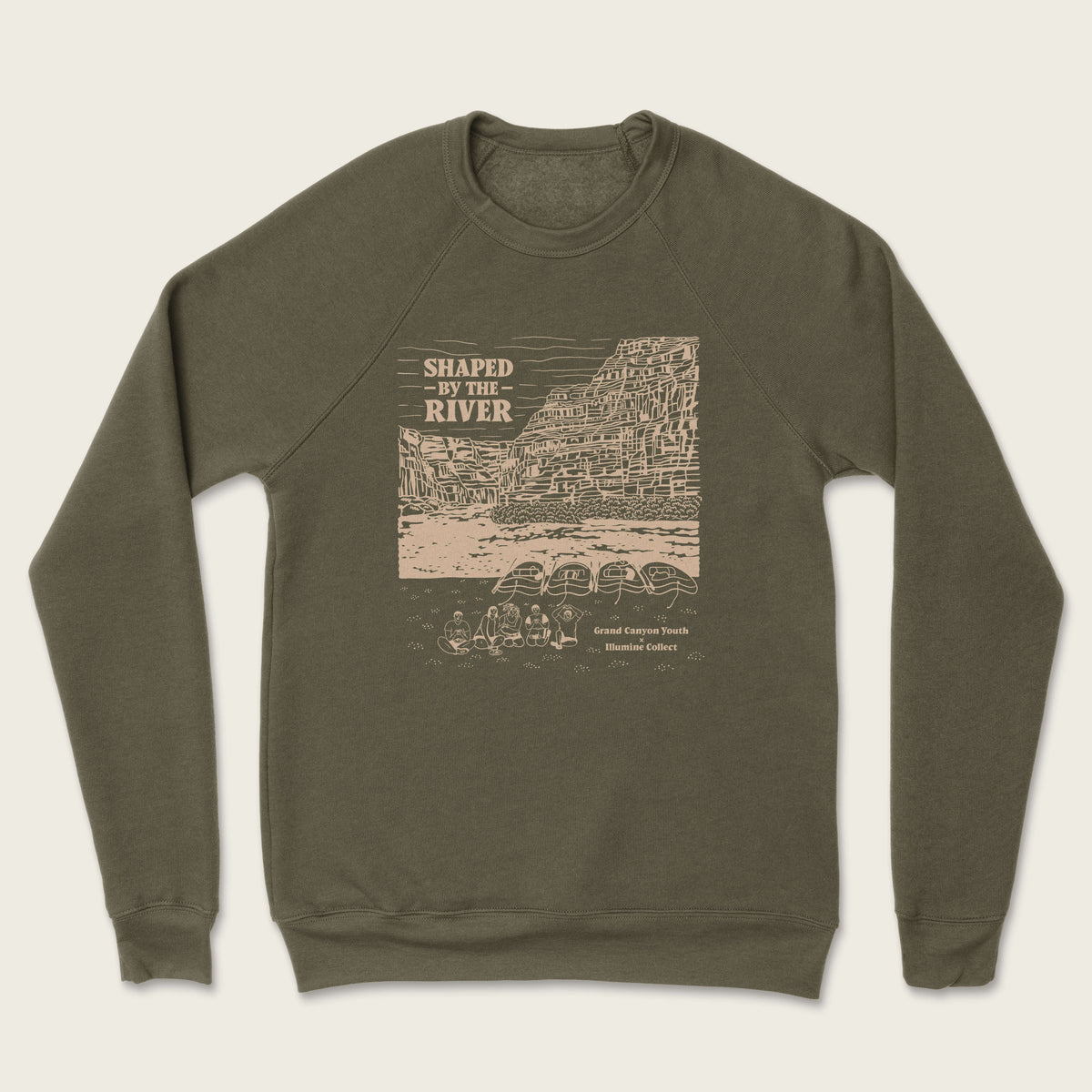 Shaped by the River Sweatshirt - Heather Olive