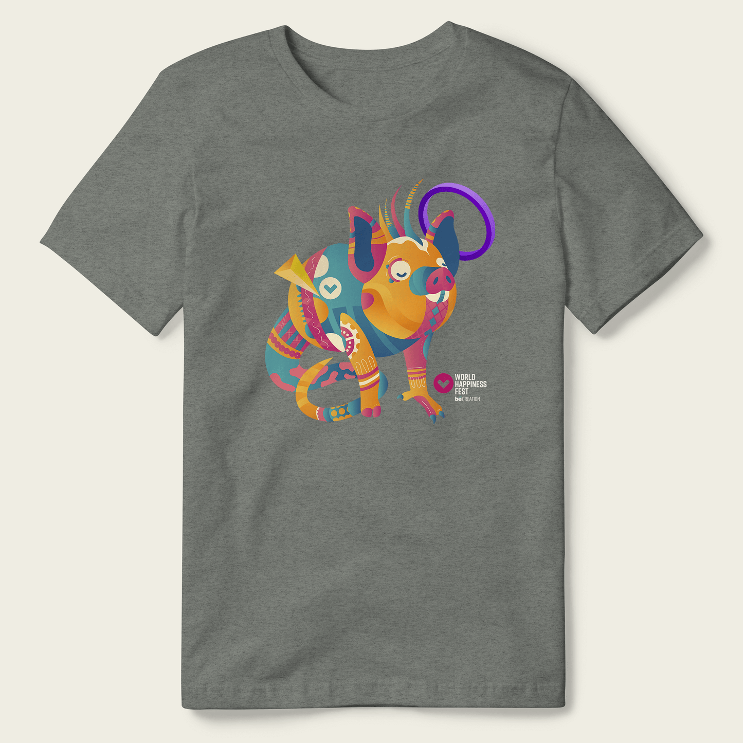 World Happiness Foundation Devotion Tee - Deep Heather