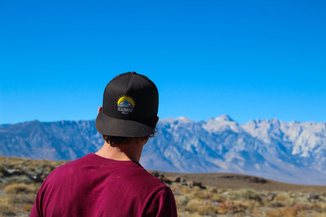 Rily looking at mountains