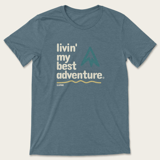 Livin' My Best Adventure Tee - Heather Slate