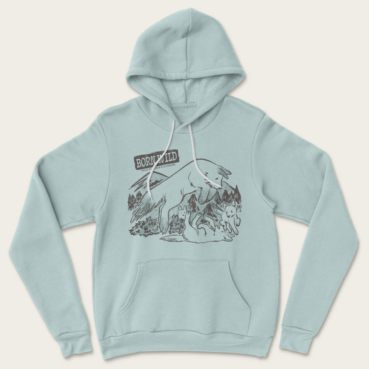 Born Wild Hoodie - Heather Dusty Blue