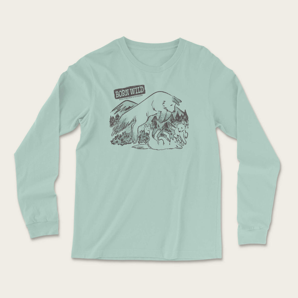 Born Wild Long Sleeve - Heather Dusty Blue