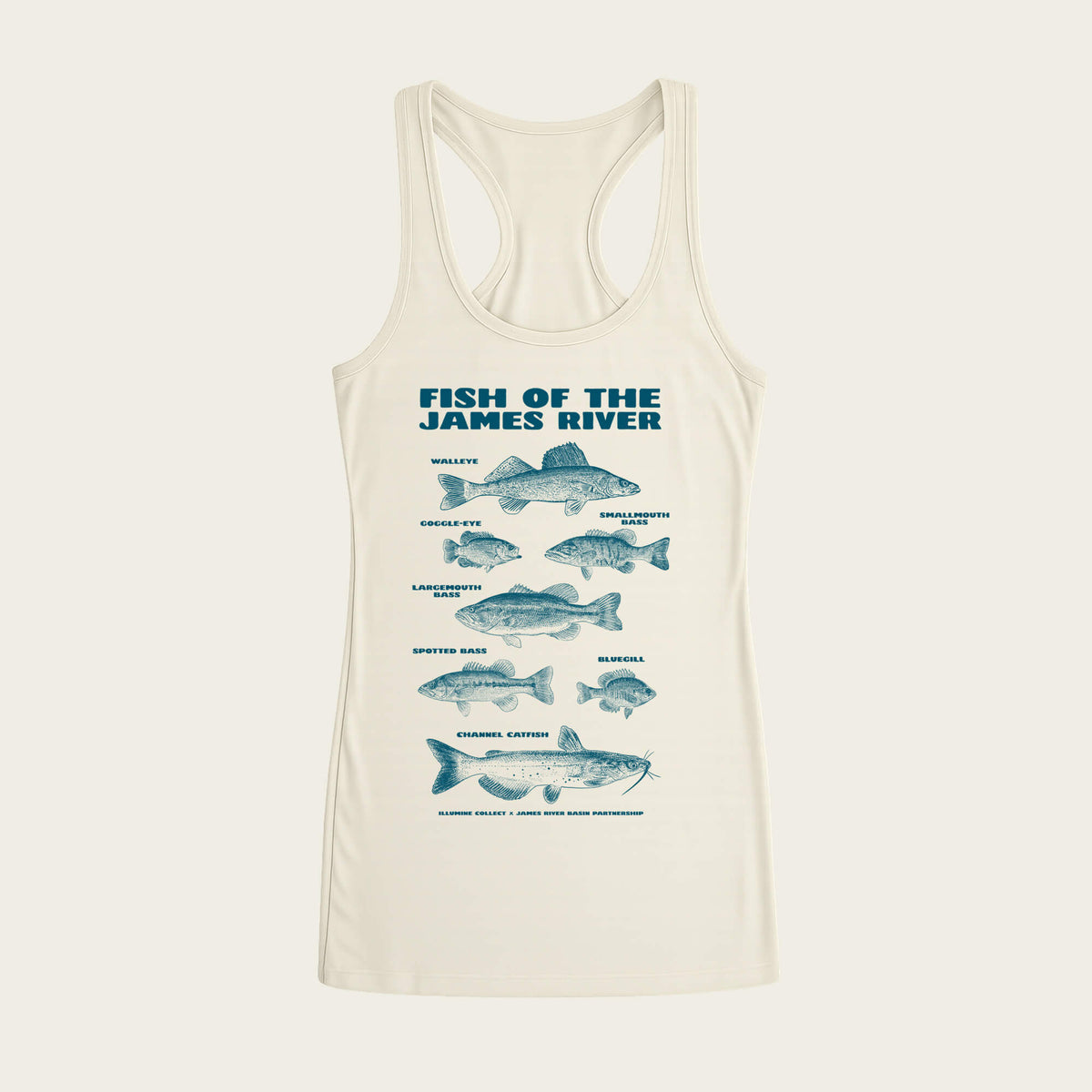 Fish Of The James Ladies Racerback Tank - Natural