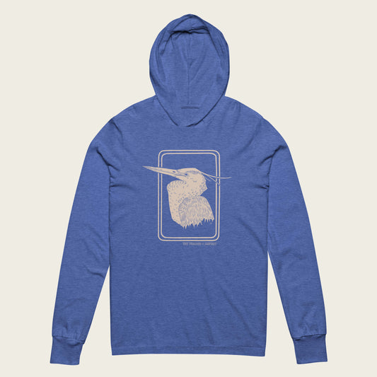 Great Blue Heron Sun Hoodie - Heather True Royal