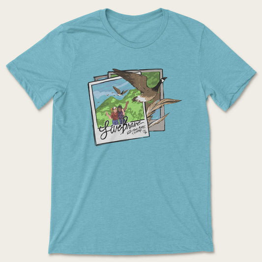 Live Brave Tee - Heather Blue Lagoon
