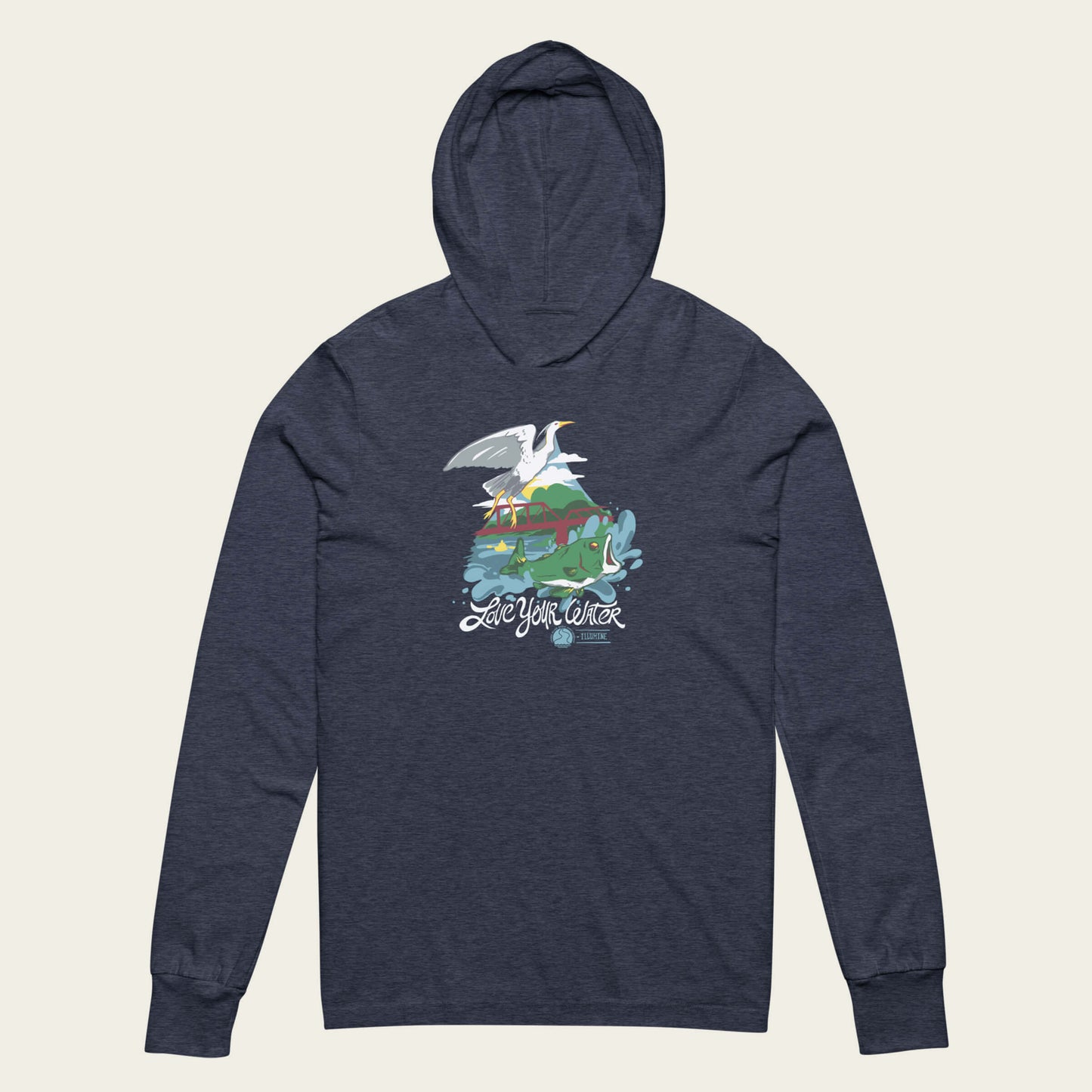 Love Your Water Sun Hoodie - Heather Navy