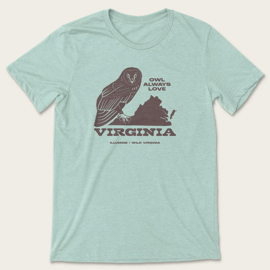 Owl Love Tee - Heather Dusty Blue