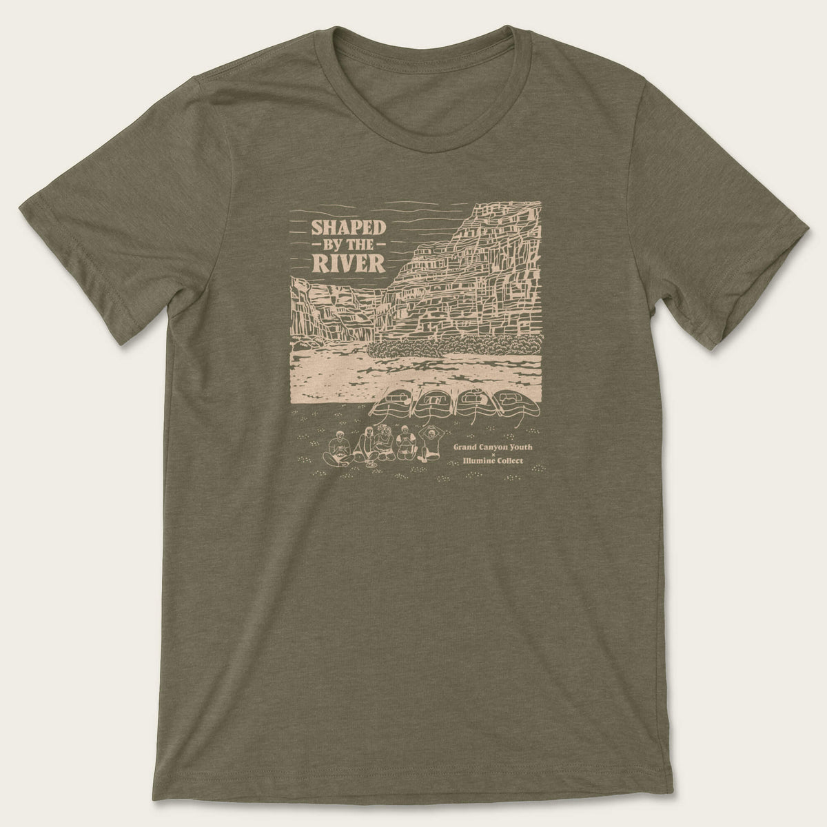 Shaped by the River Tee - Heather Olive
