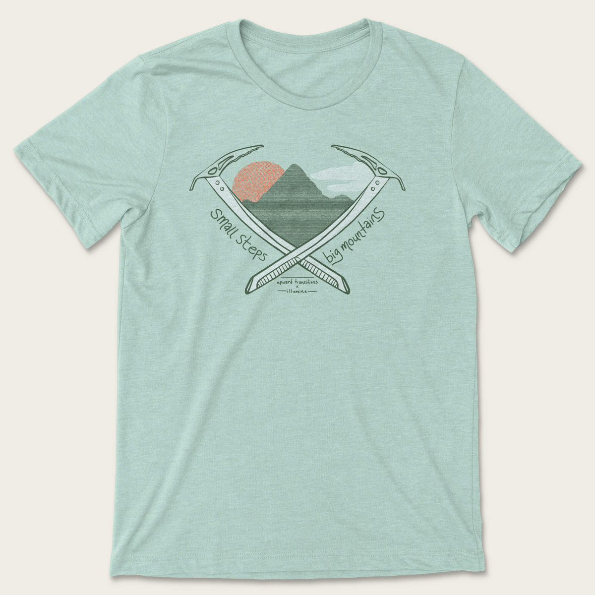 Small Steps Big Mountains Tee - Heather Dusty Blue