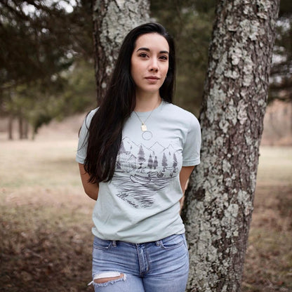 Lake Camping Tee - Heather Prism Dusty Blue