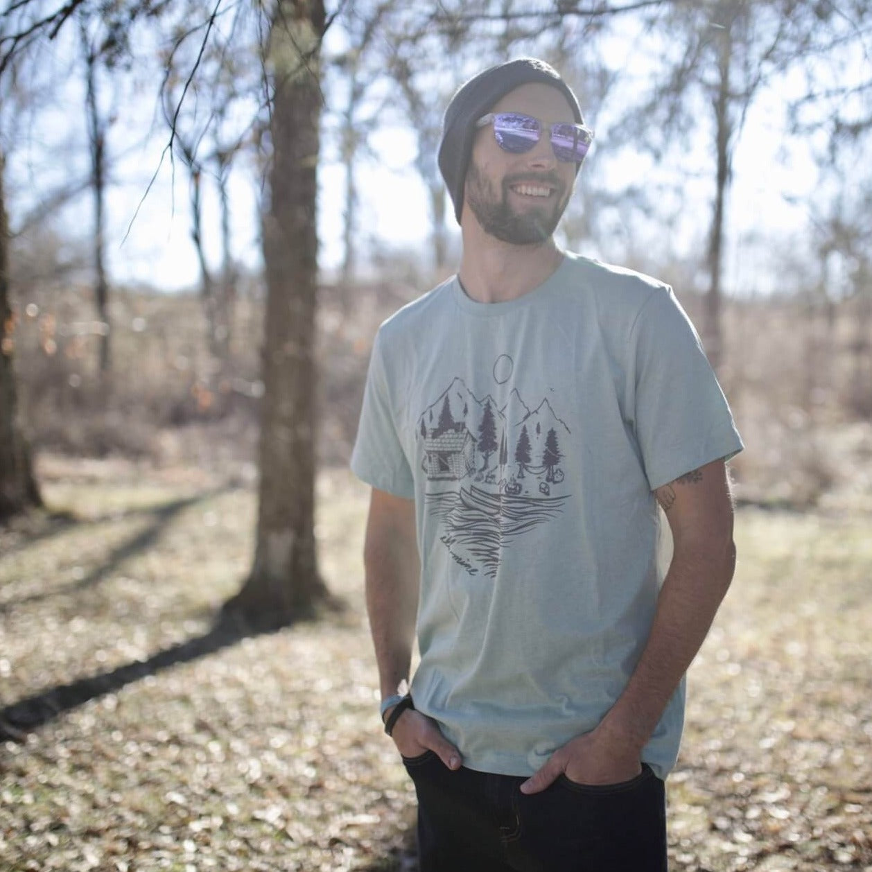 Lake Camping Tee - Heather Prism Dusty Blue