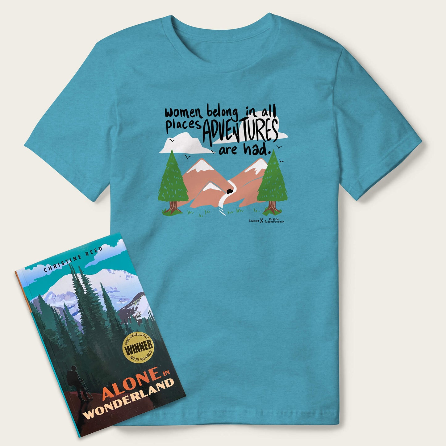 Women Belong - Alone in Wonderland X Illumine Tee and Book Bundle - Turquoise